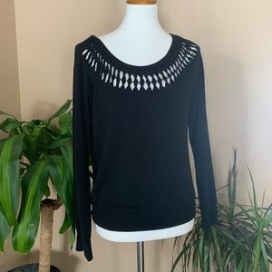 Unique black long sleeve top